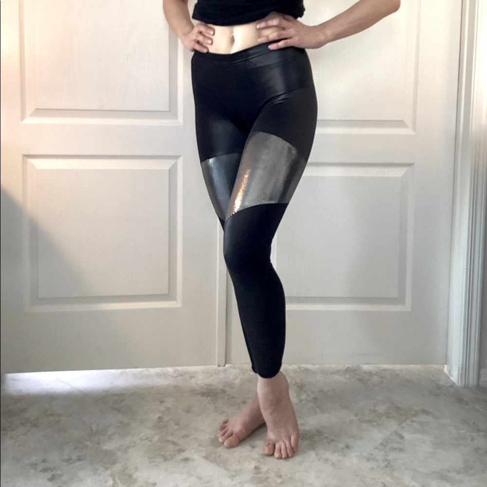 BlackMilk Superhero Leggings with Chrome Accents Size M